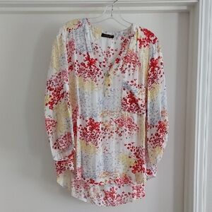 Women's Floral Blouse - Red, Yellow, White